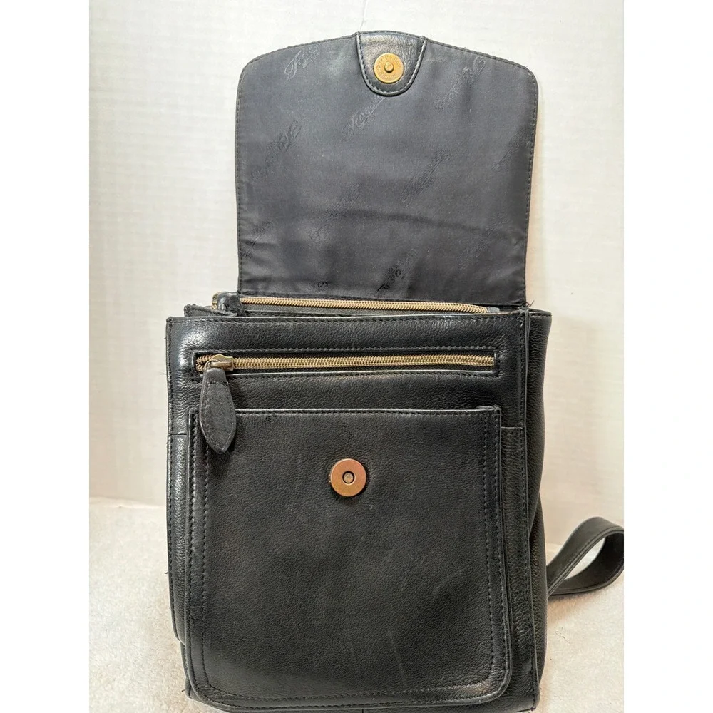 Fossil Crossbody Bag Women Small Black Leather Vintage Flap Messenger 75082
